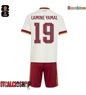 Spagna Lamine Yamal #19 Seconda Maglia Bambino Mondiali 2026 Manica Corta (+ Pantaloni corti)